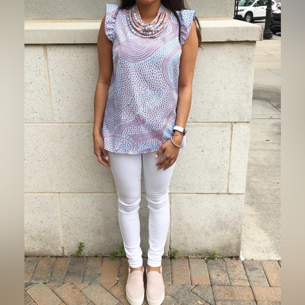 Elizabeth McKay top with flutter sleeves